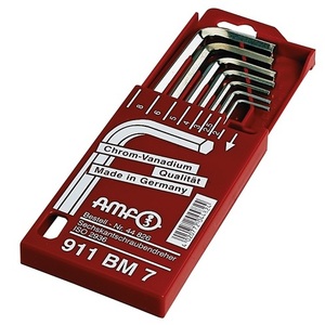 Juego de Llaves Hexagonales 911BM de 7 Piezas en Estuche Deslizante, Acero al Cromo Vanadio, SW 2-8 mm, por AMF - Product Image 1