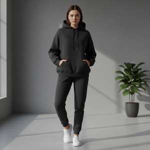 Sweat à capuche en polaire écologique pour femme, logo 3D personnalisé en relief, noir jet, streetwear minimaliste, pull de haute qualité, relief - Product Image 3