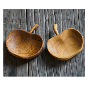 Cuenco de madera de nuevo diseño ecológico, vajilla de madera de mango, cuenco personalizado con forma de manzana de madera de última pieza - Product Image 2