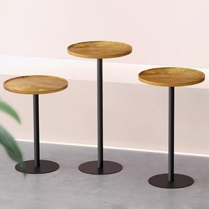 Lot de 1 table d'appoint ronde en métal et en bois à vendre pour intérieur, extérieur, maison ou bureau, tables basses pour salon ou boissons - Product Image 4