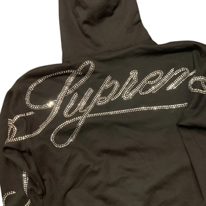 Noir strass tourbillon manches à capuche unisexe surdimensionné Streetwear pull coton lourd Hip Hop mode hiver sweat à capuche - Product Image 5