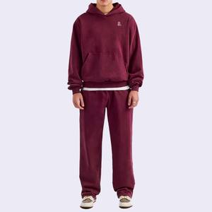 100% algodón hecho nuevos hombres lavado ácido chándal conjunto diseño personalizado estilo Hip Hop hombres lavado ácido chándales - Product Image 3