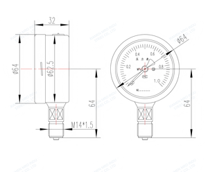 Manómetro de Acero Inoxidable Lleno de Líquido, 16 Bar, 230 PSI, 60 mm, 1/4 NPT, Montaje Inferior, IP65, para Bomba Hidráulica de Agua, Aire y Aceite - Product Image 5