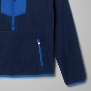 Sweat-shirt pour garçons en polaire avec design tendance, blocs de couleur, logo personnalisé, poches zippées et col montant - Product Image 4