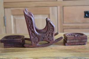 Posavasos de mármol blanco con madera de acacia para sus bebidas, bebidas, vino y vasos de bar, posavasos de mármol y madera - Product Image 4