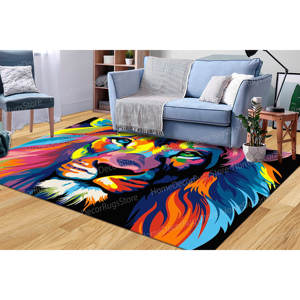 Colorful Lion Printed <b>Rug</b> - Modern, Abstract, and Vibrant Design,With Pile Soft <b>Rug</b> - Product Image 3