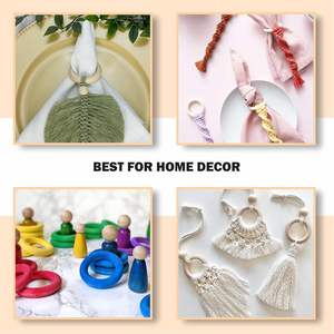 Anneaux en bois de 55mm pour l'artisanat, 20 pièces, anneaux en macramé, lisses et inachevés, durables et légers, pour la fabrication de bijoux et de bricolage - Product Image 6