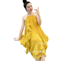 Robe sans manches 100% lin pour femmes emballage personnalisé fabricant vietnamien dentelle sexy prix compétitif ODM lavable solide