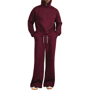 Sweat-shirt couleur et logo personnalisés pour hommes haut de gamme avec capuche et pantalon évasé décontracté 100% coton ensemble deux pièces pour unisexe - Product Image 1