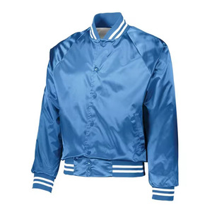 Chaqueta Bomber de satén personalizada para hombre, chaqueta deportiva de tela de satén a rayas con letras, ropa de abrigo ligera y elegante - Product Image 4