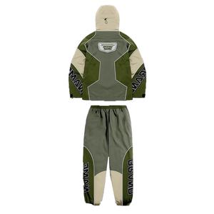 Conjuntos de chaqueta y pantalón con cremallera para hombre, chándal de nailon y poliéster con retazos de bloque de color personalizado al por mayor - Product Image 2