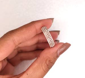 Bague de fiançailles scintillante pour femme, sertie de diamants ronds de 0,50 carat, multi-rangs, en or blanc/jaune/rose massif 10/14 carats - Product Image 2