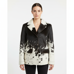 เสื้อโค้ทหนังวัวแท้สำหรับผู้หญิง, เสื้อโค้ทหนังวัวแท้สีน้ำตาลทรงพอดีตัวปกติแจ็คเก็ตหนังกระดุมสองแถวมีสไตล์ - Product Image 2