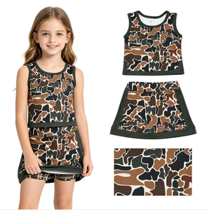 Conjuntos de Ropa Deportiva para Bebés Niñas, Top y Falda Corta con Estampado de Camuflaje Marrón Oscuro del Sur - Product Image 2