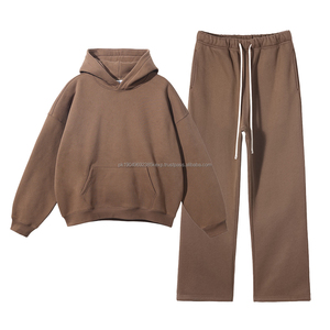 Ensemble de sweat-shirts à capuche et de pantalons de survêtement évasés de haute qualité, personnalisés, en molleton de coton lourd de 350 g/m², chauds pour l'hiver, streetwear surdimensionné - Product Image 5