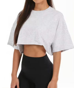 Transpirable personalizado 100% algodón mujeres camisetas mujeres Crop Top camisas mujeres manga larga crop top camisetas - Product Image 6