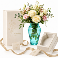 Jarrón de Vidrio Clásico Tipo Urna, 21 cm, Transparente, para Decoración del Hogar, Bodas, Hoteles y Floristerías, Venta al Por Mayor