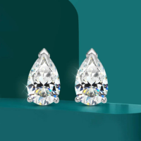 Pera 5*8 simular moissanita piedras preciosas pendientes oro blanco 100% 925 pendientes de plata esterlina joyería fina al por mayor