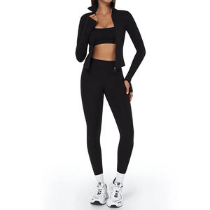 Ensemble de yoga sans couture pour femmes en trois pièces, soutien-gorge de sport sexy, short de sport taille haute, tenue de sport sans manches pour la salle de sport, vêtements de sport - Product Image 2