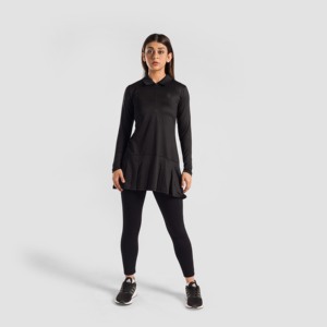 Vestido de Tenis Ace en Negro con Silueta en A y Cintura Natural - Product Image 4