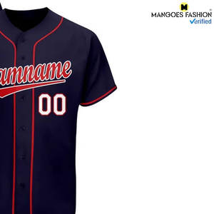Premium Sublimation Printed Custom Navy <b>Red</b>-White Baseball Jersey Breathable Short Drawstring Closure <b>High</b> Quality Sports - Product Image 5