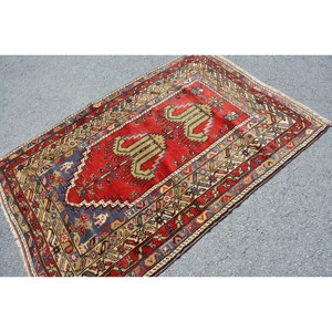 Alfombra de lana verde roja Oriental, 4x5,9 pies, tejido plano de retazos de área grande turco Vintage para decoraciones para sala de estar, respaldo de látex - Product Image 4