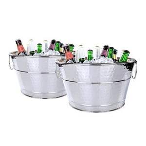 Juego de 3 cubos de vino galvanizados con mango de madera, diseño antiguo, forma personalizada, Tina de vino de proveedores mayoristas - Product Image 6