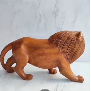 Estatua de León de madera Natural hecha a mano, figuritas de animales talladas a mano, decoración de mesa de escritorio, arte de escultura artesanal - Product Image 5