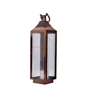 High Quality Metal & Glass Candle <b>Lanterns</b> <b>Copper</b> Finished for Home And Christmas Decoration Tabletop <b>Lanterns</b> - Product Image 2