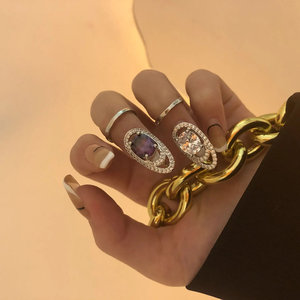 Anillos Ajustables con Incrustaciones de Diamantes, Plateados en Oro, Oro Rosa y Chapado en Oro de 18K, Diseño de Racimo Eterno a la Moda - Product Image 2