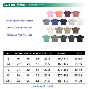 250gsm Acid Wash Vintage Hombres de alta calidad Heavy Cropped Oversized Cotton Tshirts Camiseta unisex - Product Image 4