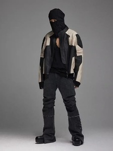 Chaqueta de cuero Vintage de estilo americano para hombre, Chaqueta larga informal de ajuste holgado, solapa, moda de primavera y otoño - Product Image 3