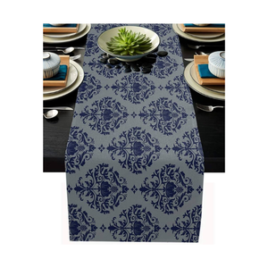 Chemin de table élégant marron numérique 72 pouces certifié GOTS 100% coton brodé lin lavable écologique pour la décoration moderne - Product Image 3