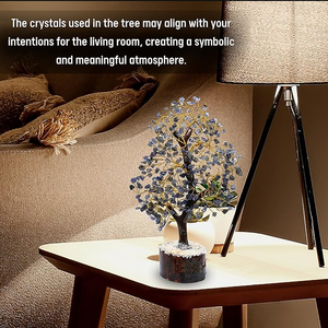 Pierre semi-précieuse naturelle Iolite arbre de pierres précieuses 300 puces arbre de cristal Feng Shui Figurine pour la décoration de la maison - Product Image 2