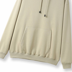 Sweat à capuche unisexe beige en molleton de coton premium, uni, décontracté, streetwear, coupe oversize, vente en gros - Product Image 5