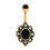 Elegante Anillo de Ombligo Floral Negro, Chapado en Oro, Estilo Vintage, de Titanio, con Diamante, Regalo para Niños - Product Image 2