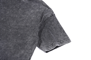 300gsm High Quality Heavyweight Snow Wash <b>Acid</b> Wash 100% Cotton Vintage Small Neck Oversized <b>Drop</b> Shoulder T-shirt - Product Image 5