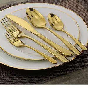 Ensemble de couverts en acier inoxydable miroir, couteau, cuillère et fourchette robustes pour mariage et dîner - Product Image 1