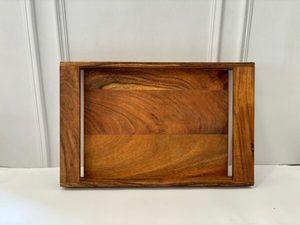 Plateau en bois d'acacia royal avec poignées pour servir des boissons thé dessert dîner petit déjeuner - Product Image 6