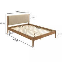 Ventes chaudes Ensemble de chambre à coucher moderne en MDF finition noyer clair 2 pièces Lit plateforme avec table de chevet en rotin Rangement pour usage hôtelier