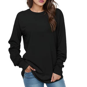 Sweat-shirt à col rond à manches longues personnalisé pour femmes pull coupe ample haut tunique pour l'automne et l'hiver Style décontracté - Product Image 1
