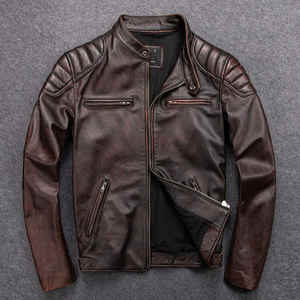 Chaqueta hecha a mano genuina para hombres American Bruiser Plush Diseño personalizado Cuero de bajo precio - Product Image 1
