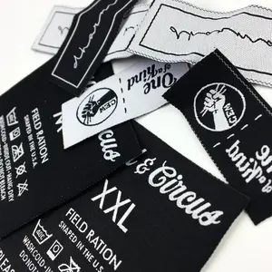Servicio de diseño gratuito Etiqueta de cuello de costura doblada o plana Ropa personalizada Etiquetas de ropa Etiquetas tejidas de satén personalizadas - Product Image 5