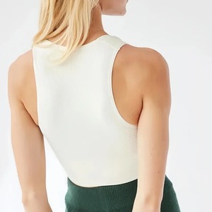 Débardeur dos nu pour femme Débardeur côtelé à bretelles invisibles Débardeur d'été de couleur unie Top décontracté sans manches Streetwear Y2K Clothes - Product Image 2