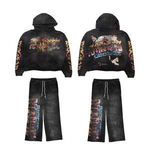 Chándal de talla grande personalizado con cremallera acampanada, ropa de calle Boxy Fit, lavado ácido desteñido al sol, pantalla de lavado ácido desteñido al sol de invierno - Product Image 2