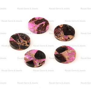 Piedras Preciosas Sueltas de Turquesa Kingman de Alta Calidad al por Mayor, Estilo Moneda Plana de 12 mm, Color Rosa, Negro y Cobre, para la Fabricación de Joyas - Product Image 5