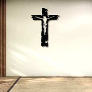 Black Metal Jesus <b>Wall</b> Cross <b>Crucifix</b> <b>Wall</b> Hanging Sculpture Religious Design Women's Mother's Day Gift (Size 12.59x9.84in) - Product Image 2