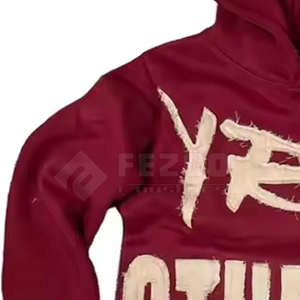 <b>Men's</b> Winter <b>Hoodie</b> Distressed Embroidered Design 100% Breathable Cotton Customizable Print Pattern Made in Pakistan - Product Image 4