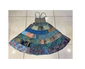 เดรสกระโปรงผ้าไหมแบบเย็บปะต่อรีไซเคิลชุดชายหาดแบบชั้นระบายอากาศได้ดีสำหรับงานเลี้ยงในช่วงเทศกาล - Product Image 1