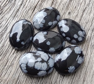 Wholesale IGI Certified Natural White Gemstones Snowflake <b>Obsidian</b> Cabochon Flat Back Calibrated All Sizes Oval Cut Loose - Product Image 3